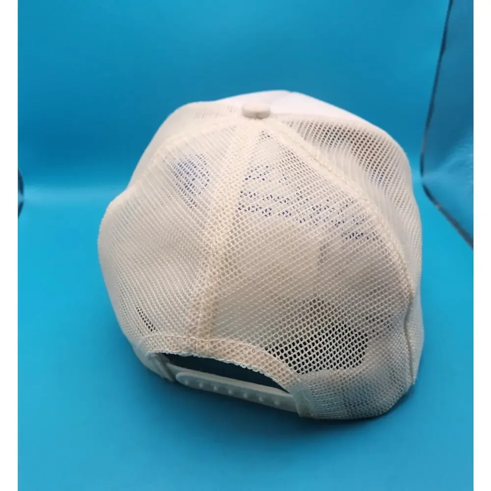 Vintage Nissin United States Navy White Mesh Back Snapback Trucker Cap Hat Cord